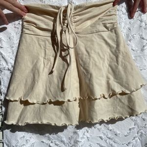 cream ruffle skirt